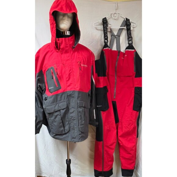 Cabela's Goretex Guidewear Hood Jacket Bibs 2-3XL Red Outdoor Fishing Rain Snow - Picture 1 of 16